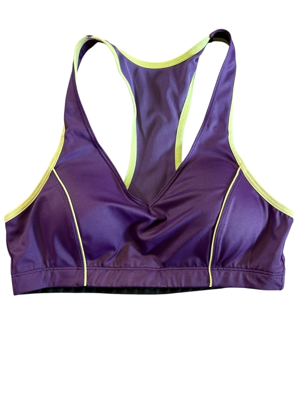 Moving Comfort Small Purple Sports Bra with Lime Accents